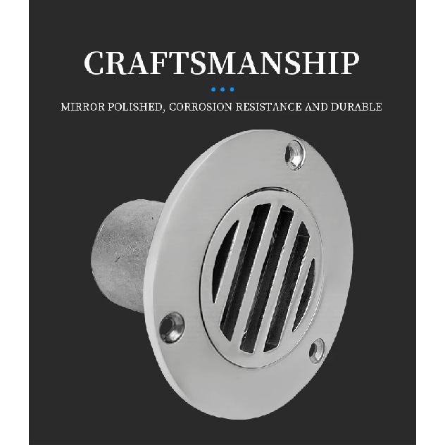 38MM 316 Stainless Steel Floor Deck Cockpit Drain Boats Removable Cover Straight Drain Marine Hardware Boat Accessories