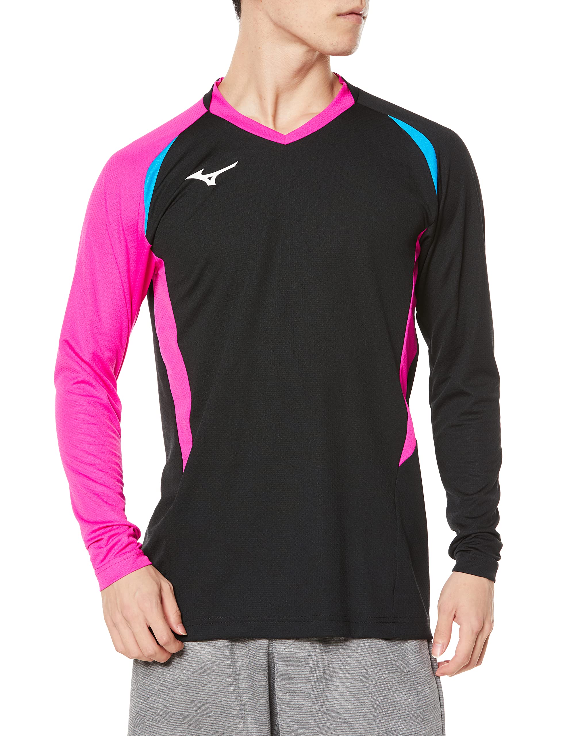 

Mizuno Volleyball Game Long Junior Black x Magenta x Diva Size M Shirt, Sleeve, Moisture-Wicking, Quick-Drying, Available, V2MA2122, Blue,