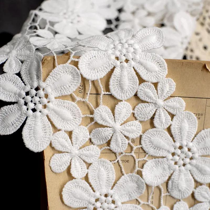 2Meters/lot 10CM Wide High Quality Exquisite Lace Cotton Embroidery Ribbon Lace Trim Skirt Sewing Accessories Clothing Decorative Materials