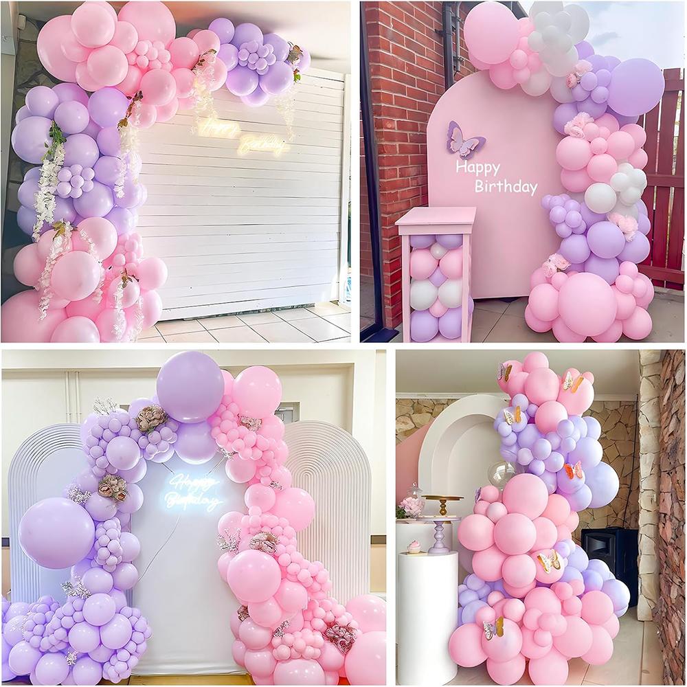 Lila Luftballonbogen-Set Pastelllila Rosa Luftballons Girlande Babyparty Geschlechtsenthüllung Hochzeit Geburtstagsparty Dekoration Globos