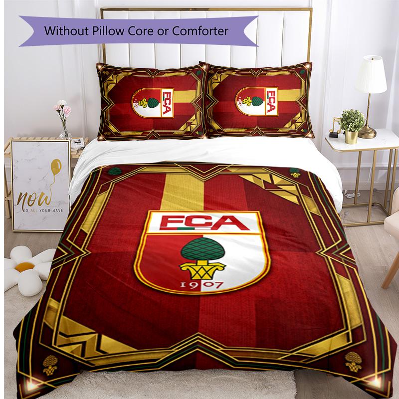 FC Augsburg FC Printed 3PCS Bedding Set Breathable Duvet Cover with Pillowcases Decorative Bed Linen for Bedroom Home