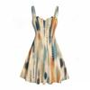 Women S Plus Size Off Shoulder Square Neck Strappy Sleeveless Printed Flared Dress
