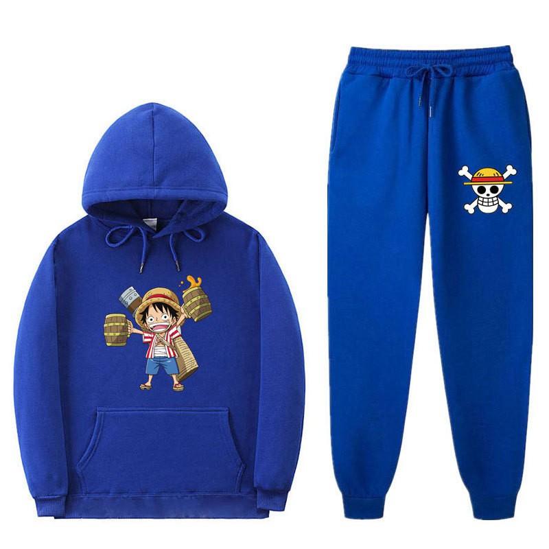 Mens Warm Hooded Sweatshirt Set With Printed Design Long Sleeve Top Pants Casual Sportwear Winter