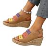Women's Slope Heel Platform Sandals Large Size Summer New Color Matching Open-toed Roman Style Beach Sandals