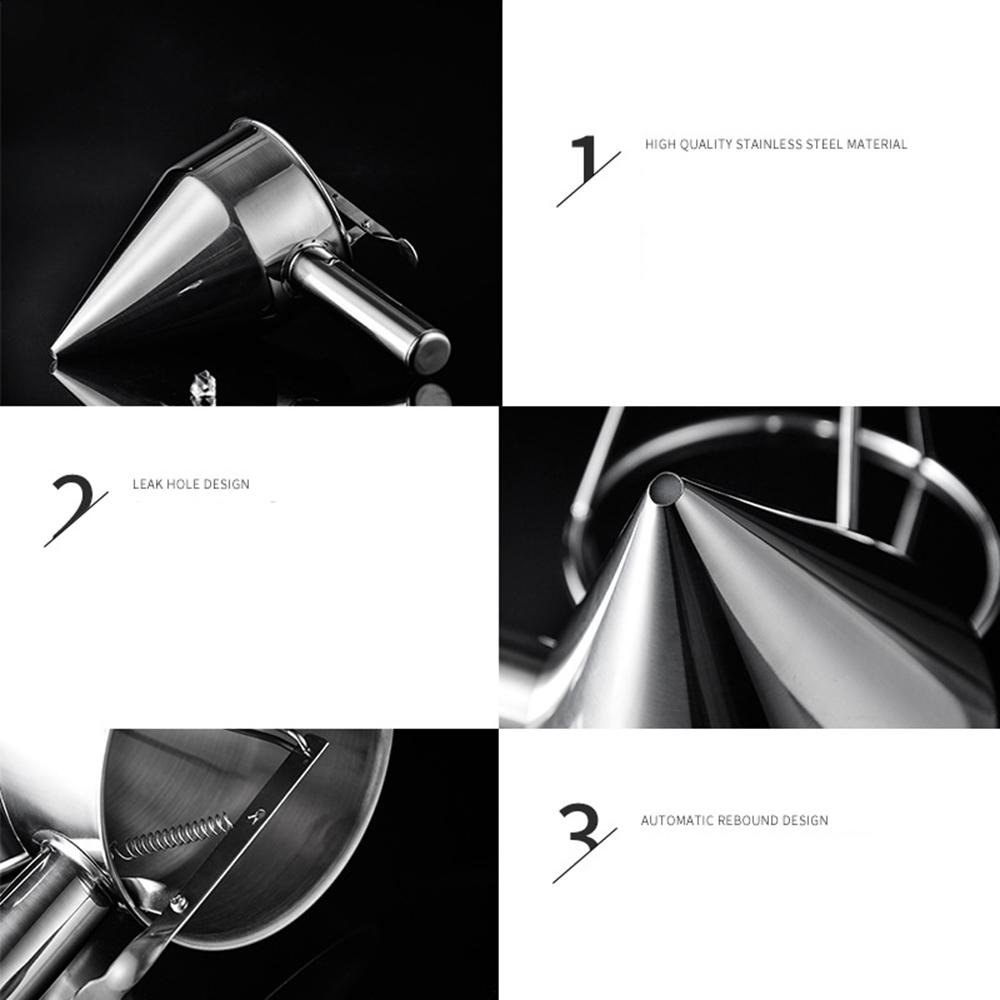 Stainless Steel Piston Funnel With Support Octopus Balls Tool For Sauce Drip Cream Dosing Funnel For Kitchen Home Supplies Tools