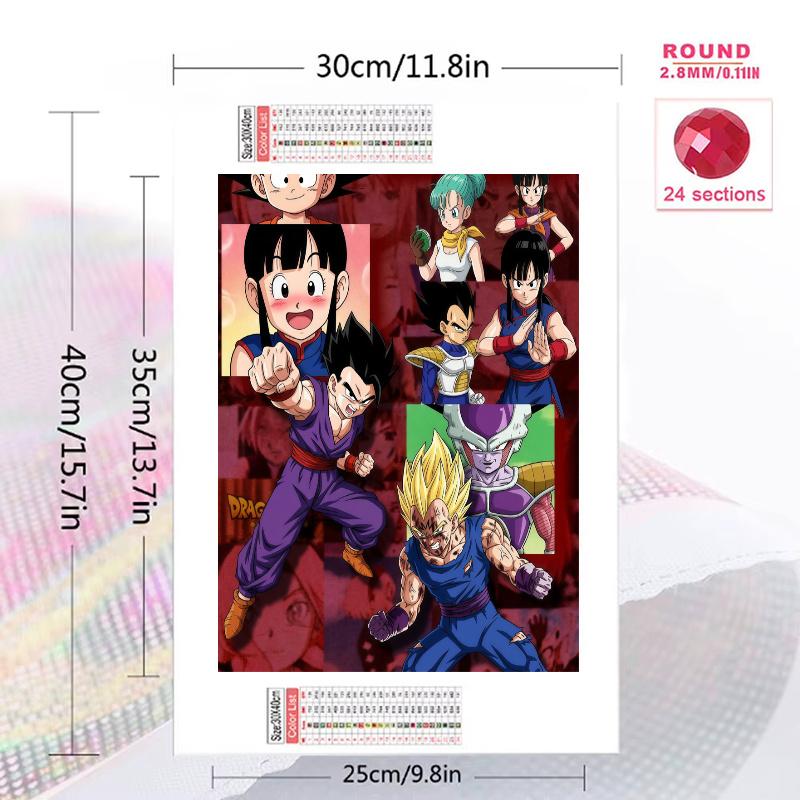 Dragon Ball Character Panels Pattern 3pcs 100% Round Full Drill 5D DIY Diamond Painting Embroidery Cross Stitch Rhinestone Décor