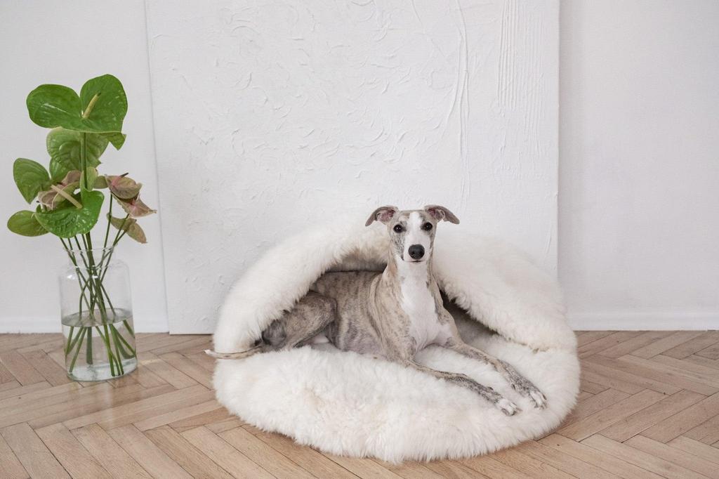 Natural Sheepskin Pet Cave - White 60 cm