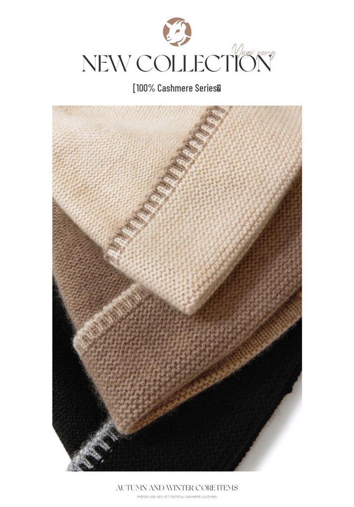 Unisex 100% Pure Cashmere Beanie with Ear Protection - Autumn/Winter Casual Knit Hat