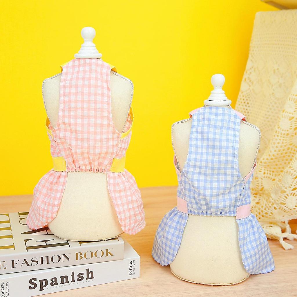Spring and Summer Dog Skirt Pet Clothes Manufacturers Wholesale Teddy Schnauzer Small Dog Clothes Plaid Skirt Dog Clothes