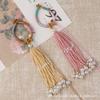 Chinese-Style Handmade Multi-Color Song Brocade Tassel Keychain with Crystal and Rice Bead Decorations