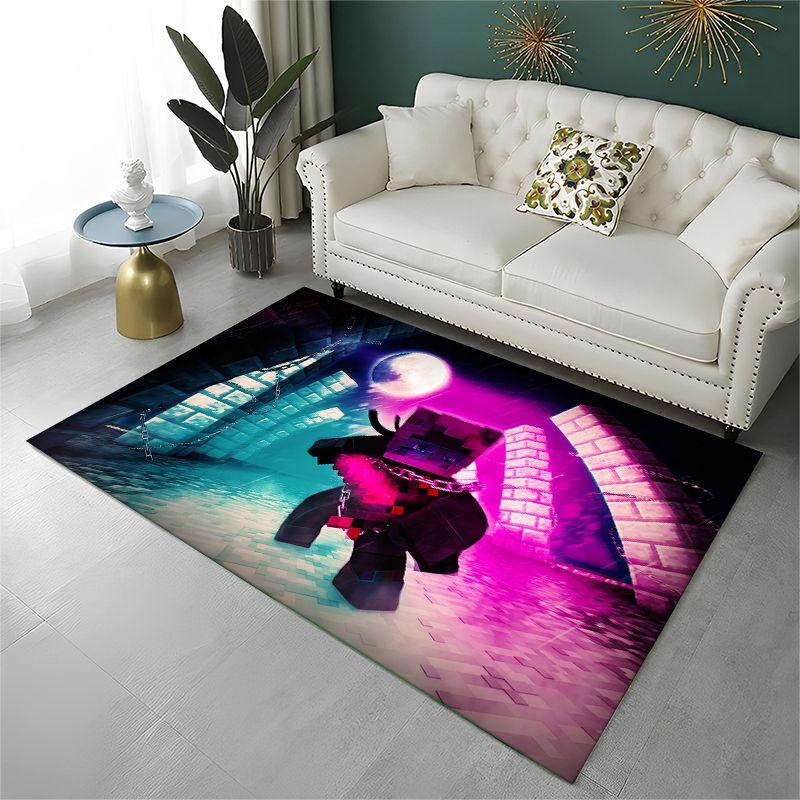 Cartoon S-Sandbox Pixel Bulding Game Non-Slip Area Rug for Living Room,Bedroom,Playroom,Carpet Floor Mat Home Decor Rug Kid Room