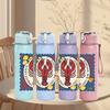 1PC Vintage Lobster Stamp Art 750ml Color Plastic Sports Water Bottle Leakproof Flip Straw Lid Suitable for Sports Office Home Use