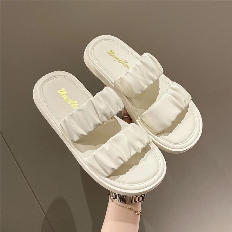 

Плиссированные тапочки, летние женские легкие новые повседневные домашние тапочки, женские повседневные повседневные удобные сандалии на плоской подошве, НЕТ:2339 40