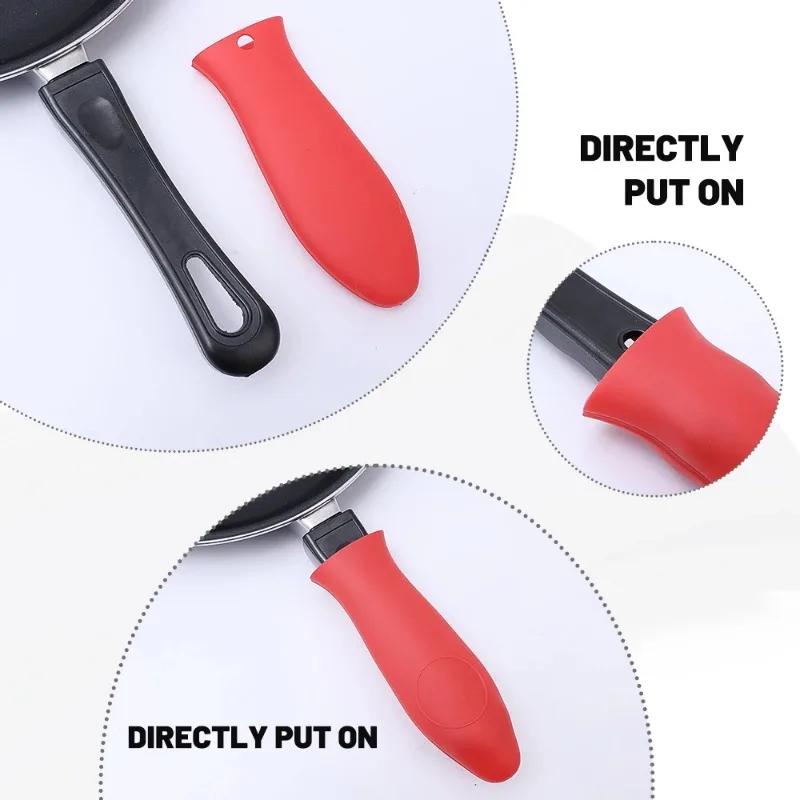 2/1 Peças Capa de Alça de Panela de Silicone Capas de Isolamento Térmico Clipe de Orelha de Panela Antiderrapante Suportes para Panela de Cozimento a Vapor Caçarola Utensílios de Cozinha