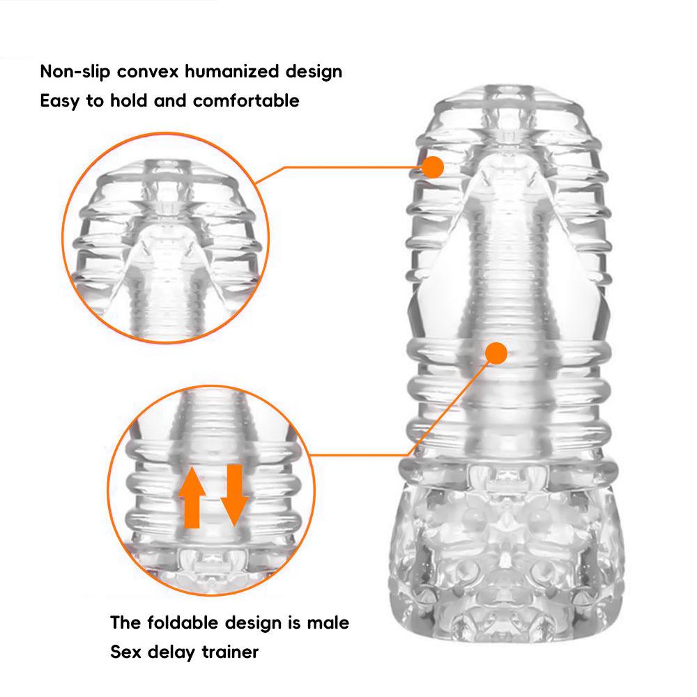 Hand Held Transparent Masturbator Realistic Vagina Blowjobs Deep Throat Stimulator for Men Dick Glans Trainer Massager Sex Toys