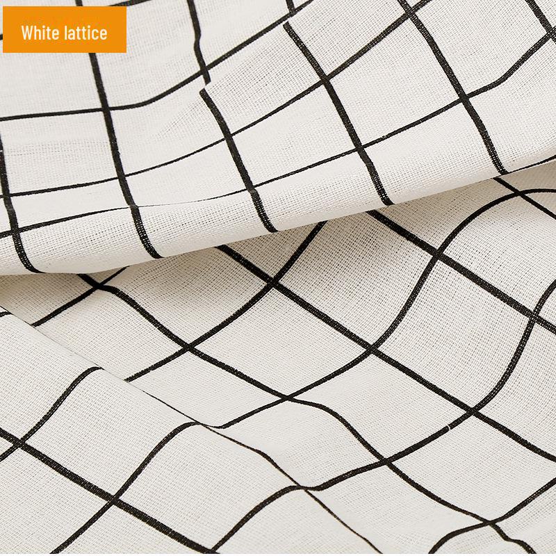 Floral Plaid Cotton-Linen Fabric for Tablecloths, Curtains, Sofas, and DIY Projects