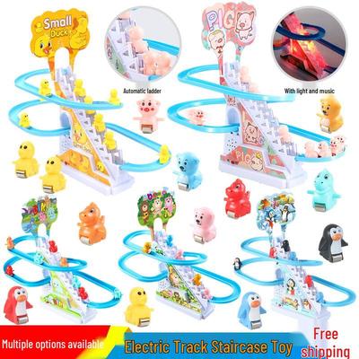 Free Shipping: TikTok Sound & Light Duck Climbing Stairs - Children's Electric Music Track & Pig Slide