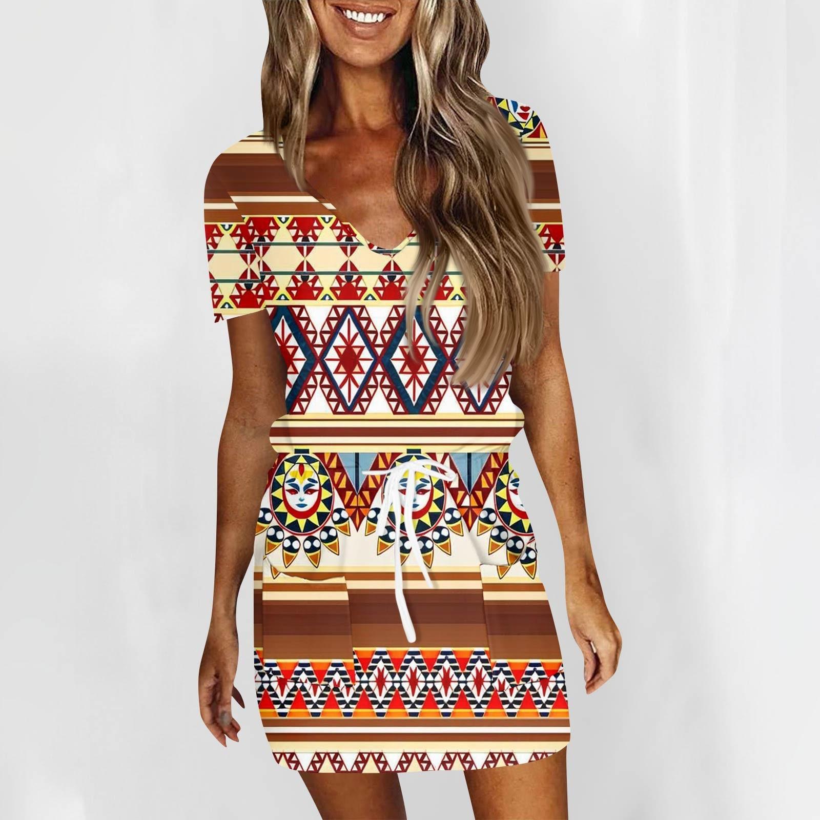 

Женские модные повседневные платья с V-образным вырезом и коротким рукавом, на завязках, с пайетками M коричневый