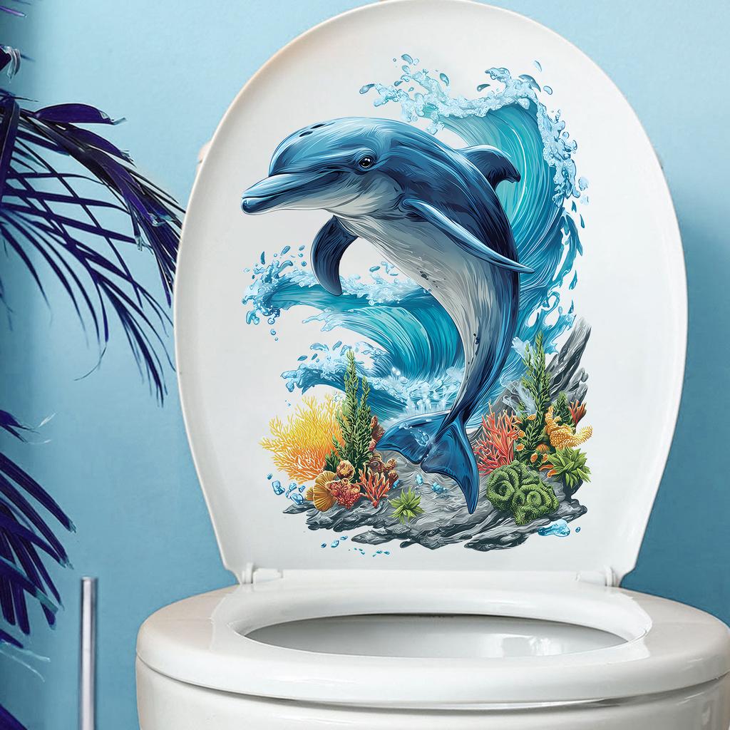 Kreslený Oceán Delfín Mořská řasa Kreativní Domácí Pozadí Dekorativní Samolepka