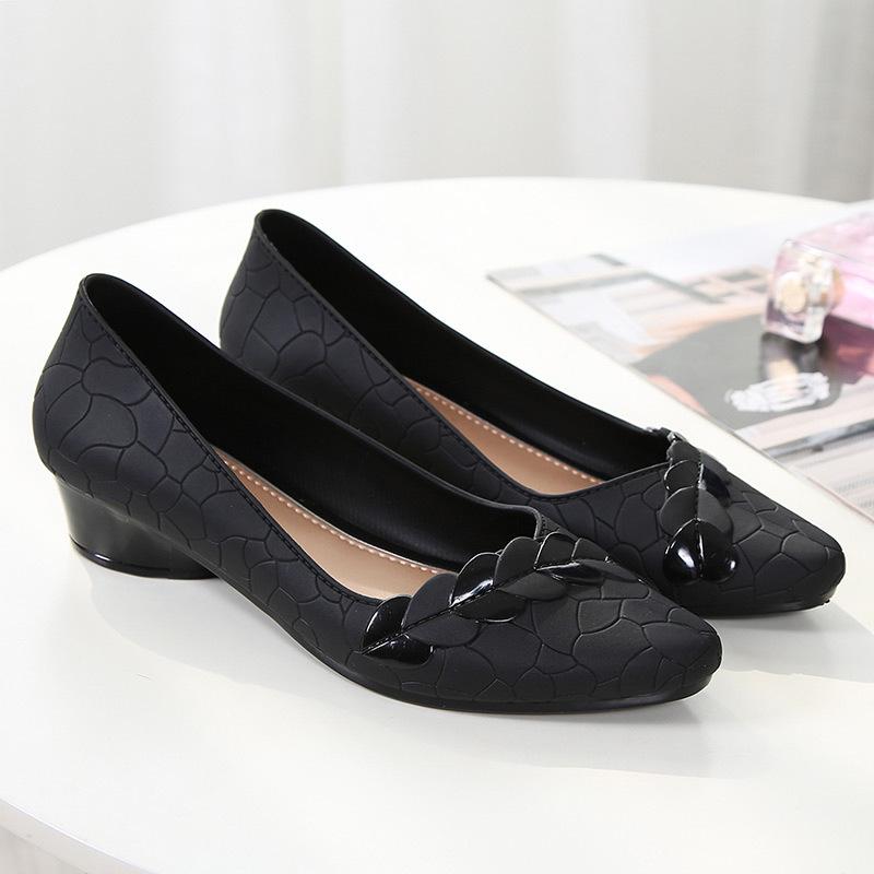 

Босоножки Baotou на массивном каблуке, универсальные, с низким вырезом, желейные - женские летние туфли на среднем каблуке, мягкие, нескользящие 40 чёрный