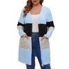 Fall Women's Contrast Color Ribbed Open Front Cardigan Coat, Casual Outerwear for Women, European American Style