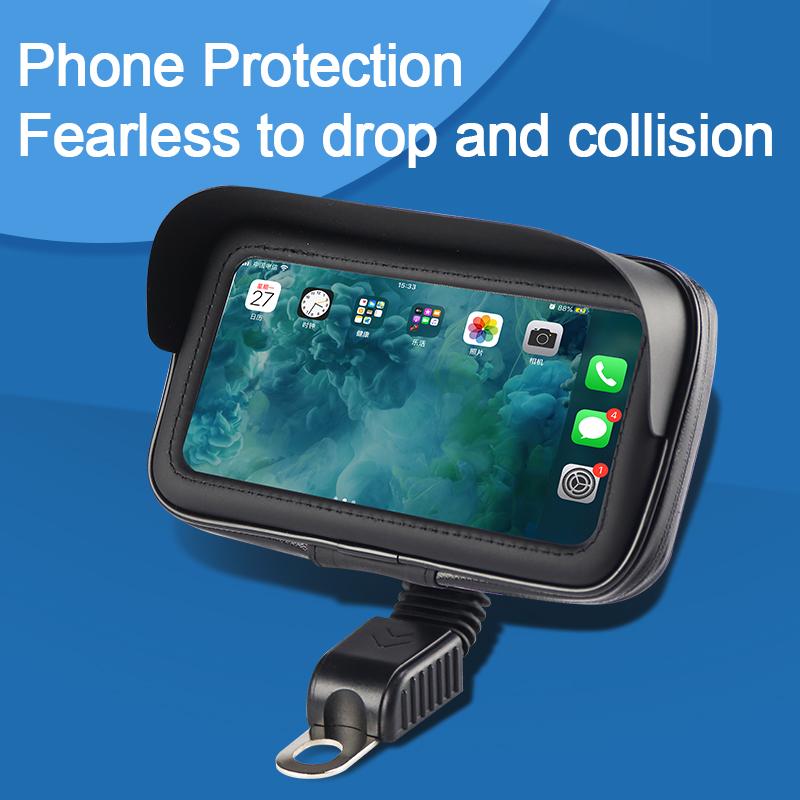 Waterproof Sunscreen GPS Navigation Motorcycle Phone Holder 360 Rotation Bike Phone Bag Holder
