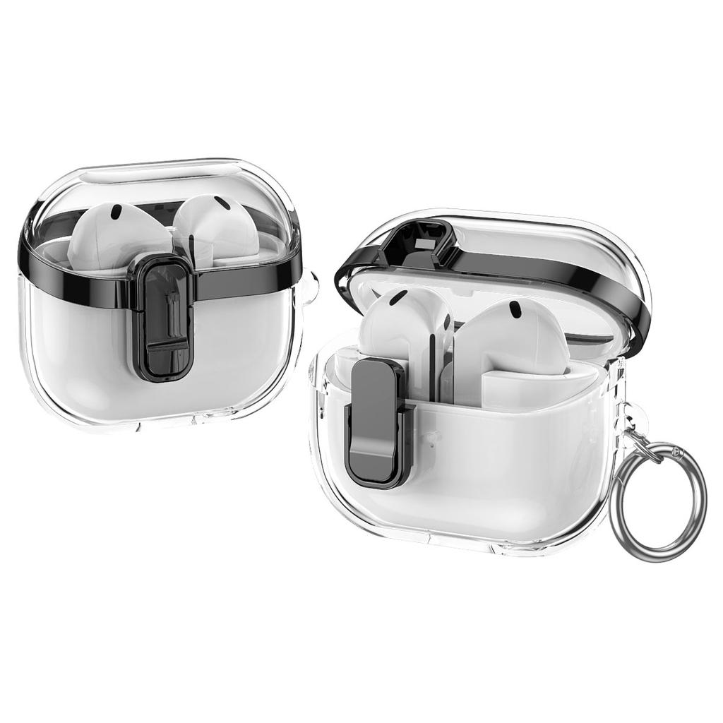 Transparente Hülle für Samsung Galaxy Buds3/Buds3 Pro Galvanisiertes TPU + PC Ohrhörer-Schutz mit Schloss-Schnalle