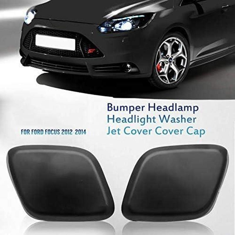 For Ford Focus 2012-2014 Left/Right Side Front Bumper Headlight Washer Nozzle Cover Cap Black Plastic