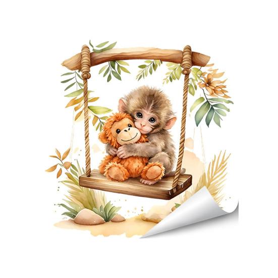 

Наклейка на окно с обезьянкой Милая обезьянка Малыш ПВХ Наклейка Многоразовая Статическая Наклейка на Стекло для Гостиной Домашний Декор E