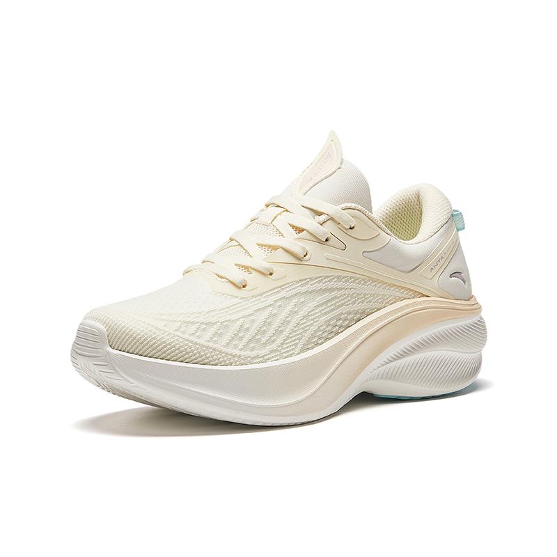 New Anta Leaf 5.0 Cushioning Abrasion Resistant Lightweight Low Top Running Shoes Women's Light Beige White Blue 922525575F-2