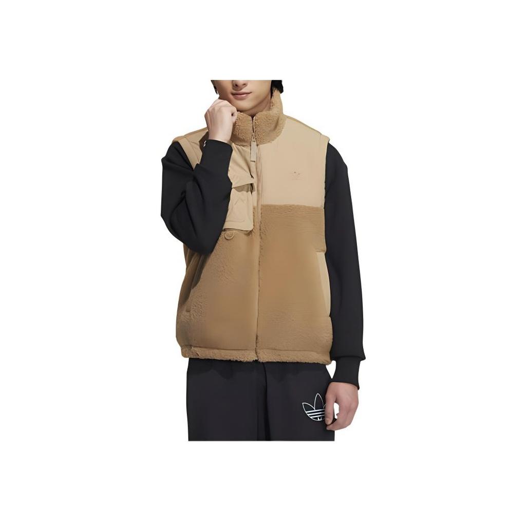 adidas Originals Trefoil Logo Print Warm Stand Collar Sleeveless Vest Men Vest Khaki IC8161