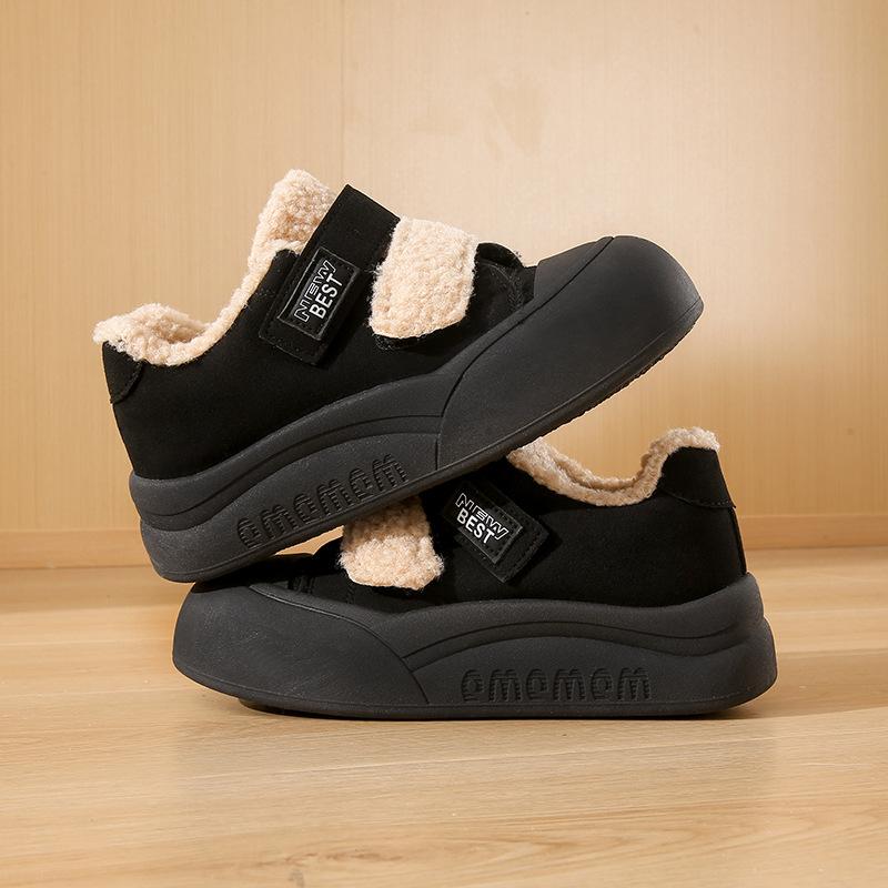 

Женские зимние ботинки на толстой платформе, нескользящие, из искусственной замши, короткие, с подкладкой из искусственного меха, удобные кроссовки для ходьбы, женская обувь 40 чёрный