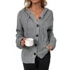 Autumn and Winter Women's Knitted Jacket Drawstring Solid Color Hooded Single-breasted Knitted Cardigan Jacket Sweater