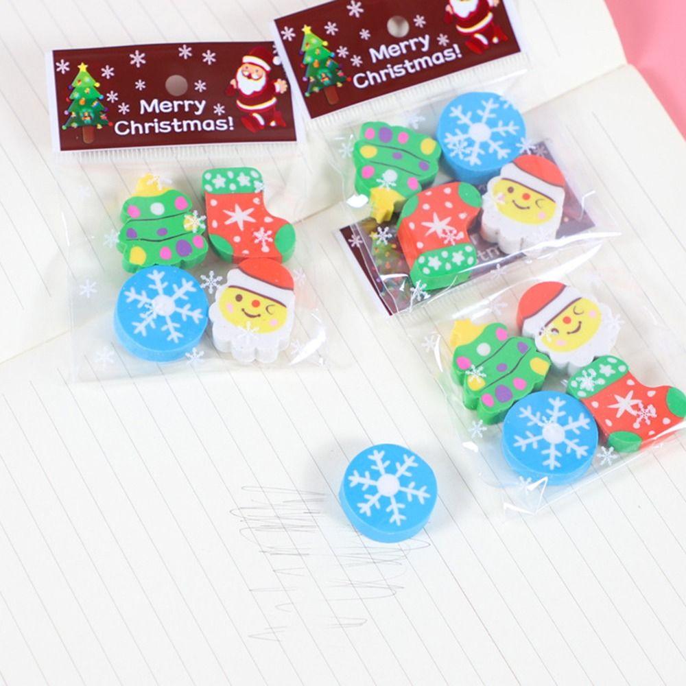 Kawaii Christmas Erasers Cartoon Christmas Eraser Set Stationery Prize Gift Primary School Student