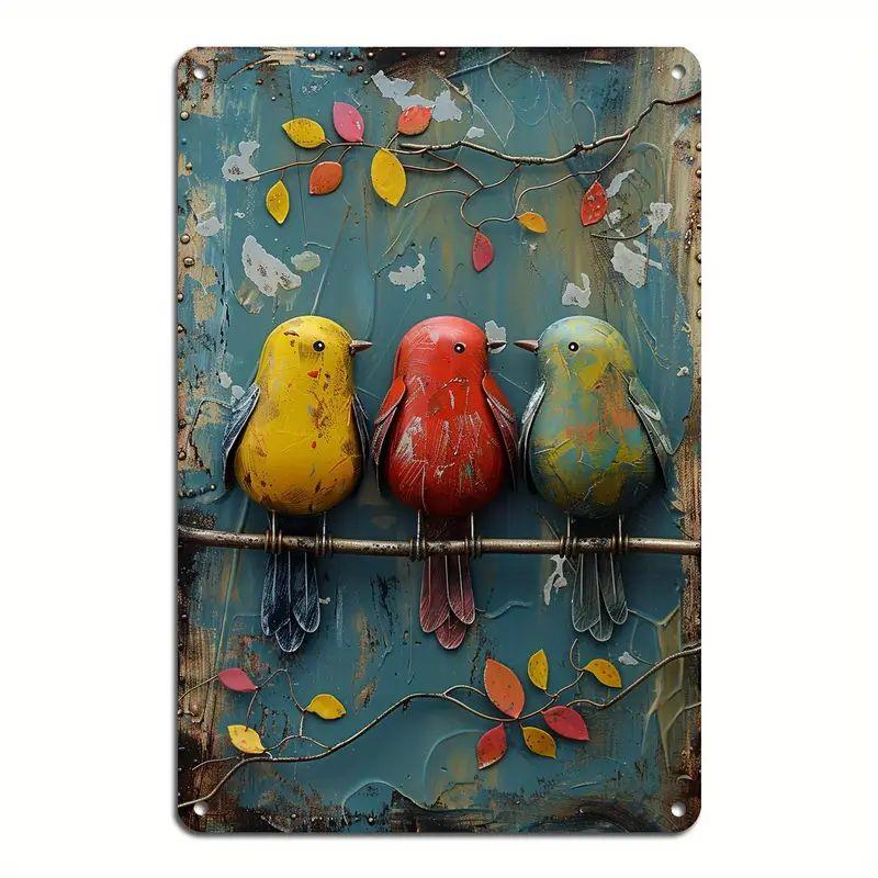 Metal Tin Poster Pastoral Birds Metal Tin Signs Posters Plate Wall Decor for Bars Restaurant Cafe Clubs Retro Posters Plaque