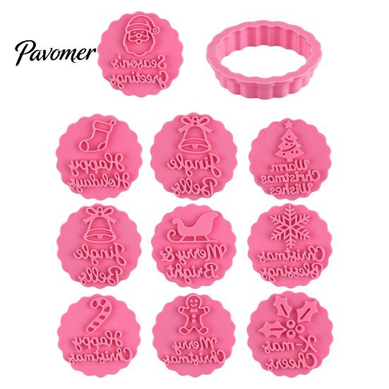Holiday Dessert Molds 11Pcs Christmas Cookie Cutter Set, Gingerbread Man Press Mold with Easy Dough for Cookies Greetings, Plastic Fondant Biscuit