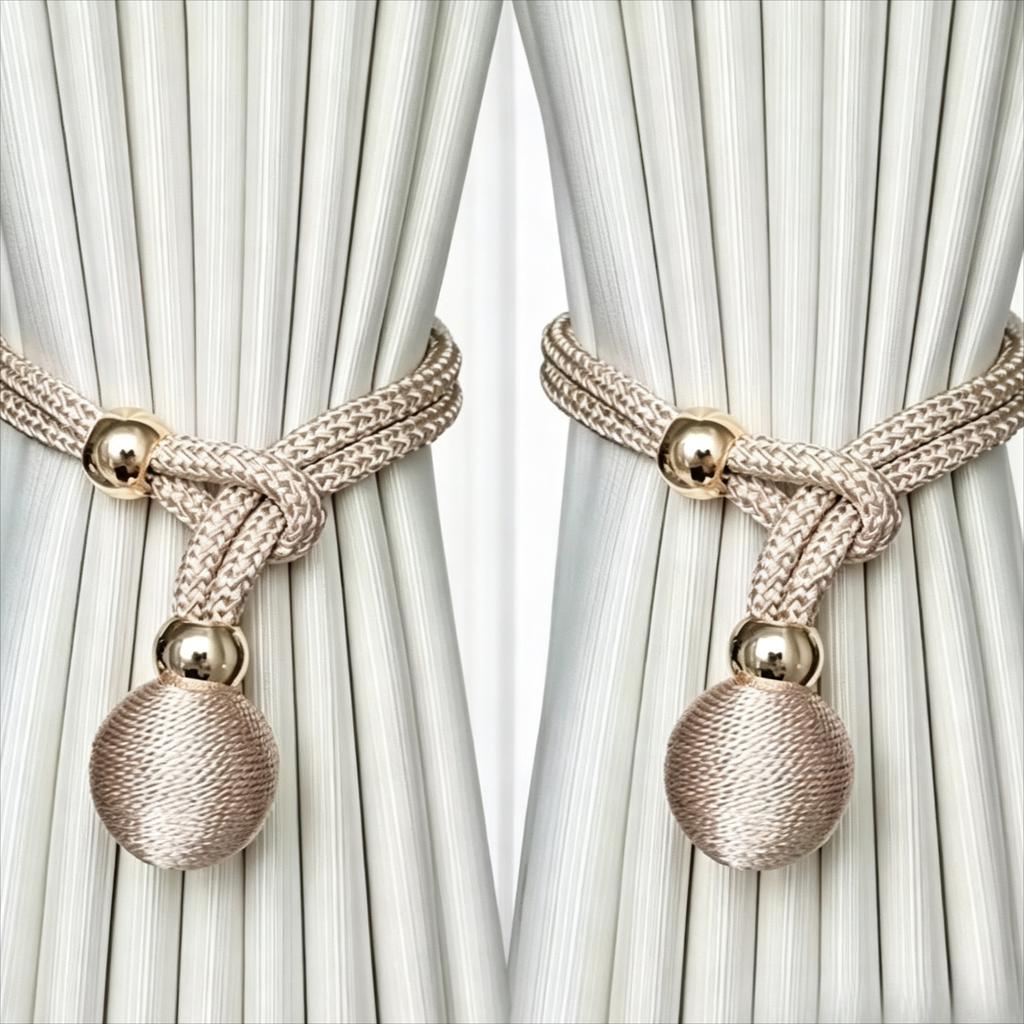 2PCS Adjustable High Quality French Ball Curtain Tiebacks Convenient Draped Tiebacks Decorative Curtain Fixer Curtain Tiebacks
