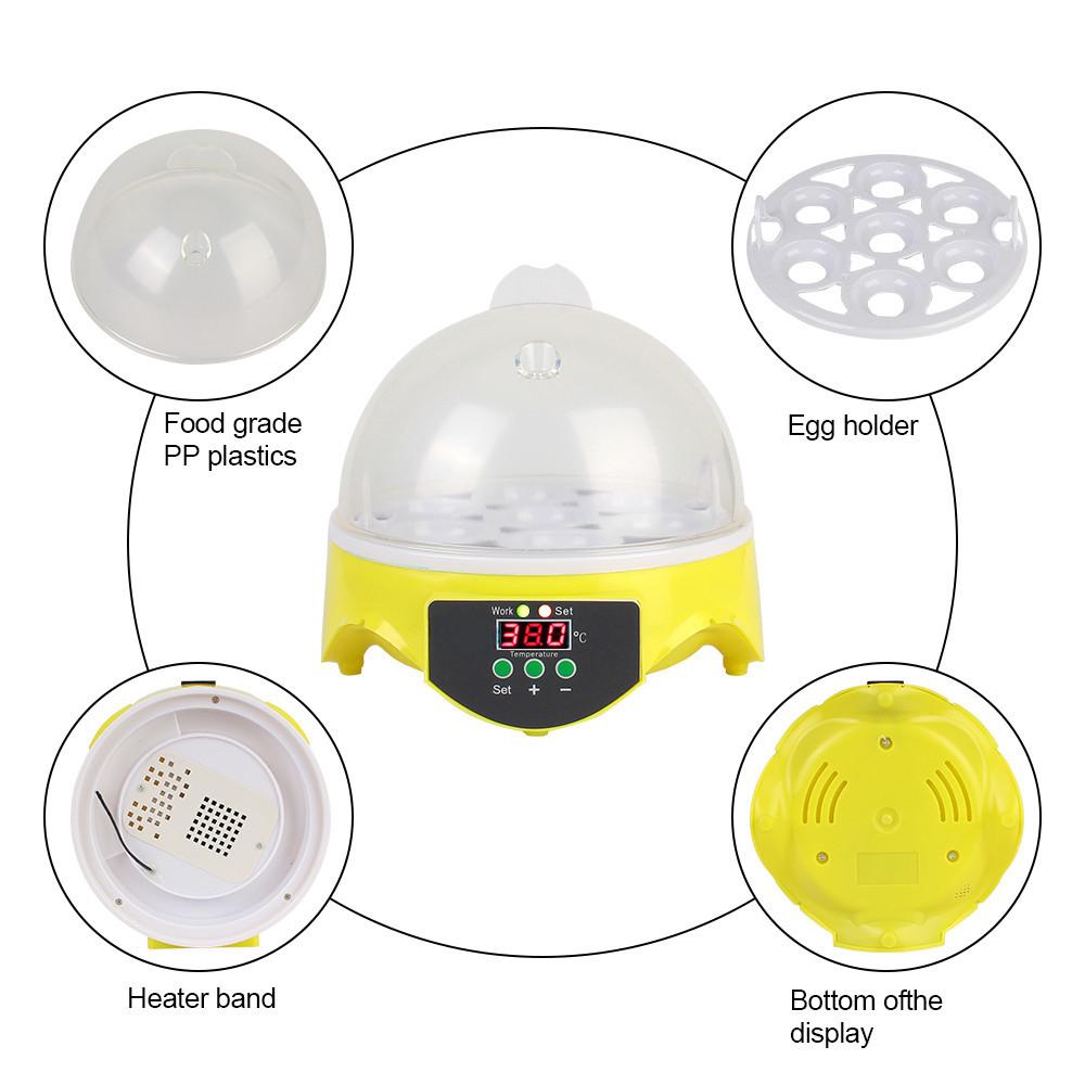 Incubator pentru Păsări Găină Rață Porumbel Păsări de Curte Incubator Temperatură Digitală Reglabilă Mini Incubator Ou Clocitor Ou Automat 16.5 * 17.5cm