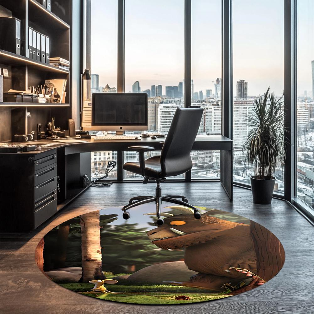 Der Grüffelo Bedruckter Runder Teppich Teppich Stuhlteppich Bereichsteppich Eingang Fußmatten, für Bürostuhl Wohnzimmer Schlafzimmer Küchenraum.