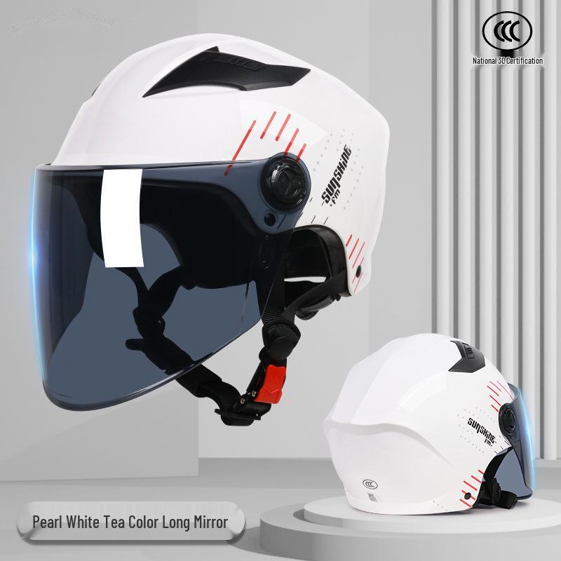 Unisex Certified Electric Motorcycle Helmet - Summer Sunscreen, Meets National Standards