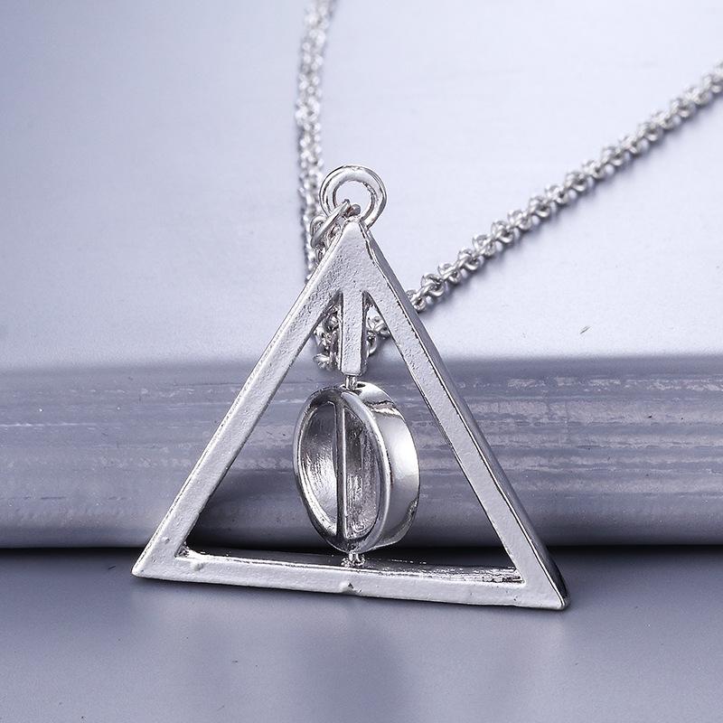 Rotatable Harry Potter Luna Deathly Hallows Triangle Alloy Necklace