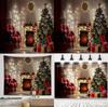 Christmas Fireplace Backdrop Banner With Polyester Fabric For Holiday Party Decor