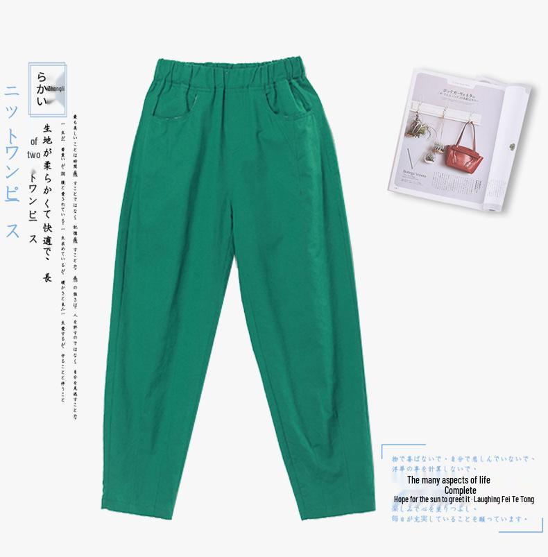 Women's Summer High-Waist Loose Seven-Point Harem Pants - Slimming Fit with Small Leg Trousers