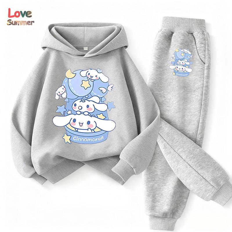 

Милий худі та штани Cinnamoroll 2 шт. Дитячий мультяшний одяг із собакою для дівчинки, дитячий світшот 2 шт., костюм з капюшоном, дитячий повсякденний спортивний костюм 150CM