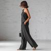 2-teilige Outfits für Damen Sommer One-Shoulder Ärmelloses Oberteil und Weitbeinige Hose Passendes Lounge-Set mit Taschen