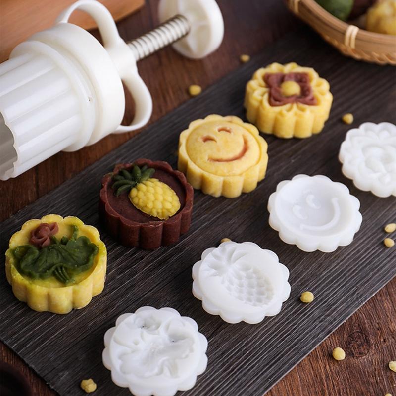 Adjustable Mooncake Mold 50g Flower Stamp Cookie Cutter Mould DIY Baking Accessories Mid-Autumn Festival X3UC