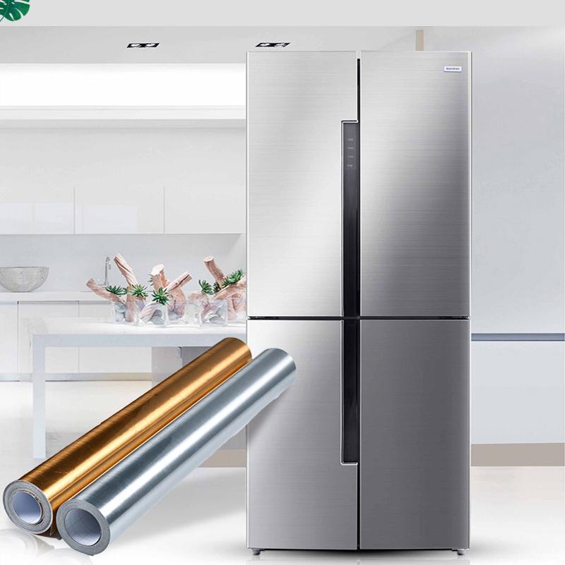 Kitchen Oil-proof Metal Brushed Stickers Waterproof Self-adhesive High Temperature Resistant Cabinet Refrigerator Renovation