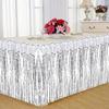 Decorative Tassel Table Skirt for Rectangular Round Table Birthday Wedding Party (Golden)