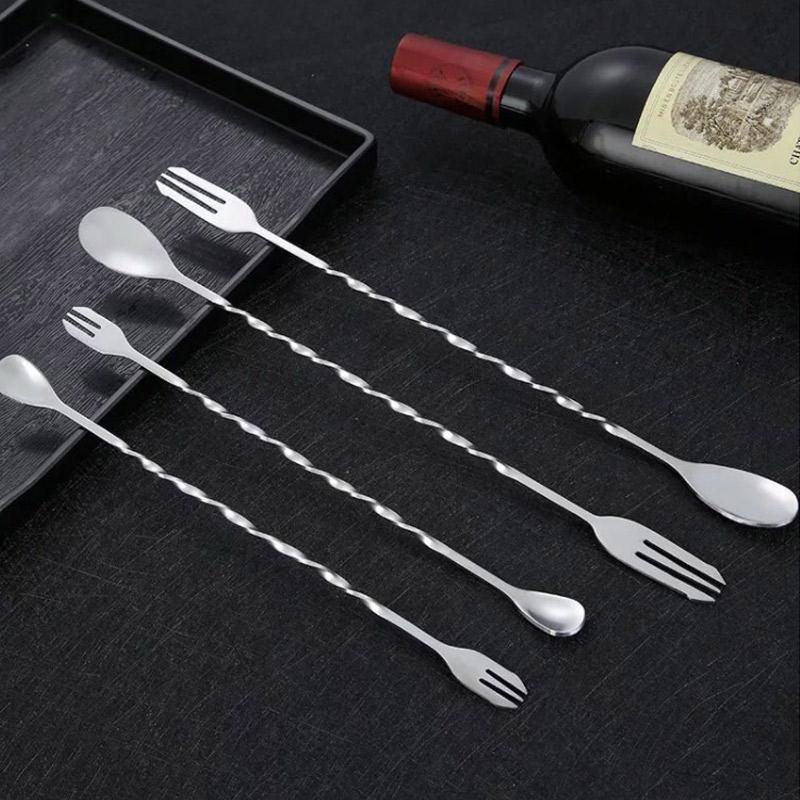 Quanshi 304 Stainless Steel Long Bar Spoon, Long Handle Stirring Rod, Cocktail Stirrer, Milk Tea Mixing Spoon, Bar Spoon, Cocktail Mixing Spoo