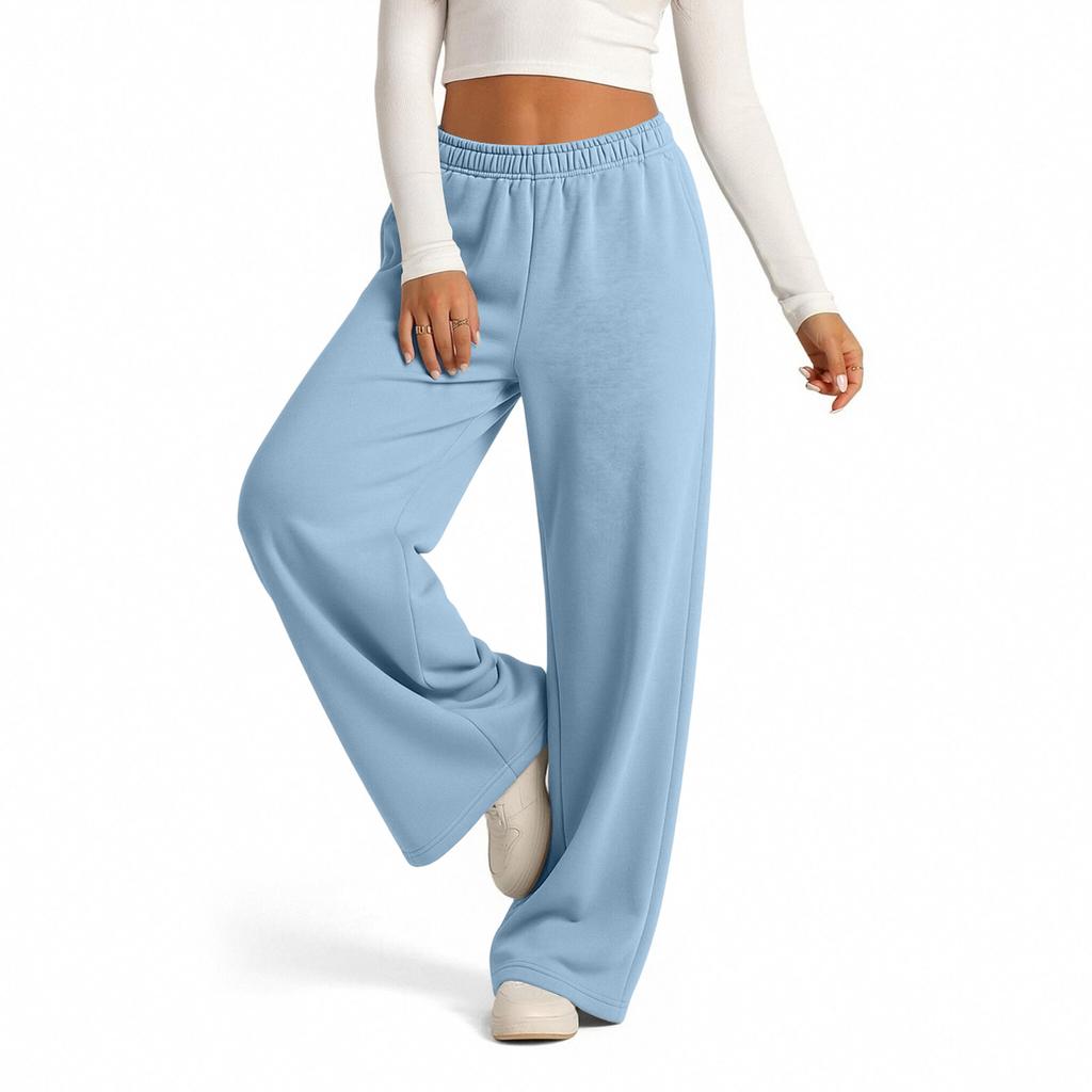 Lässige gefütterte Damen-Sweatpants mit weitem Bein, Kordelzug und Taschen für den Alltag